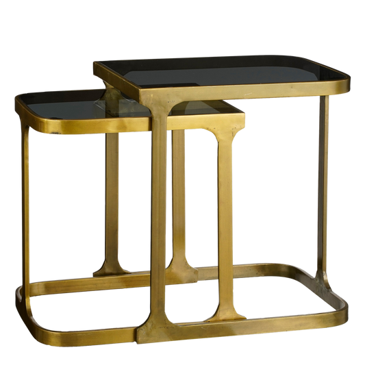 Beistelltisch 'Kevin' – 2er-Set – L48 x B37 x H52 cm – Metall – Gold