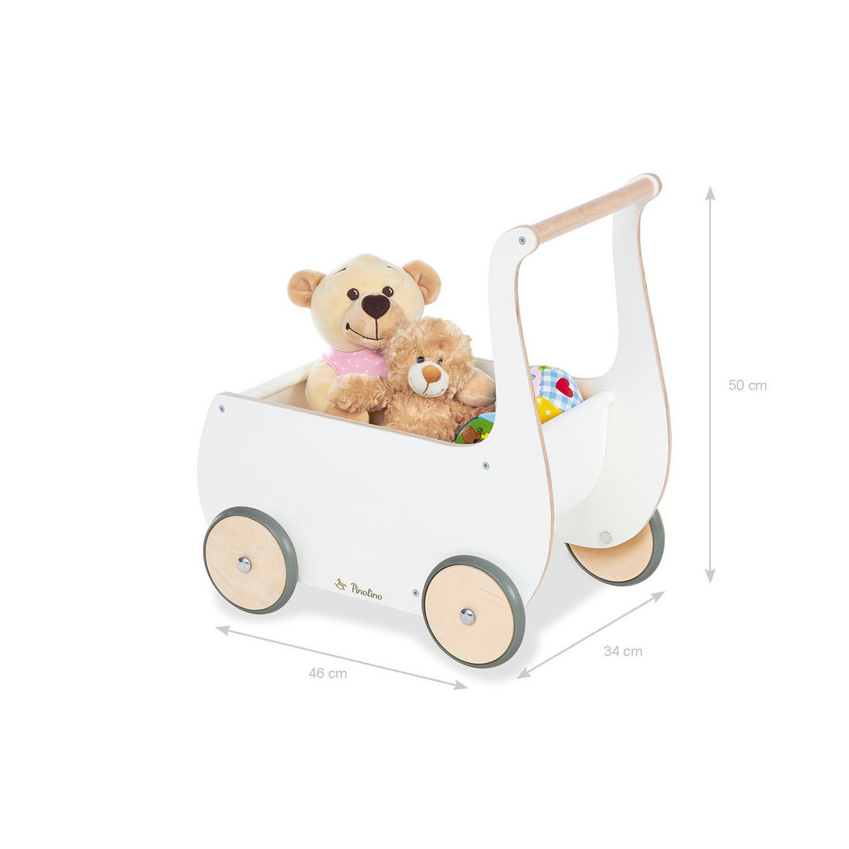 Doll pram 'Mette' - White/Natural