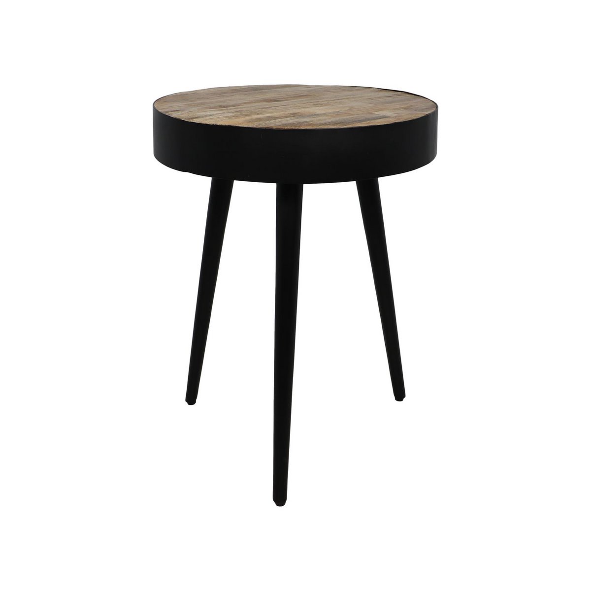 Side table 'Bari' - Ø43 cm - Mango wood/Iron - Natural/Black