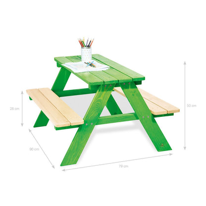 Children's picnic table 'Nicki for 4' - Green/Natural