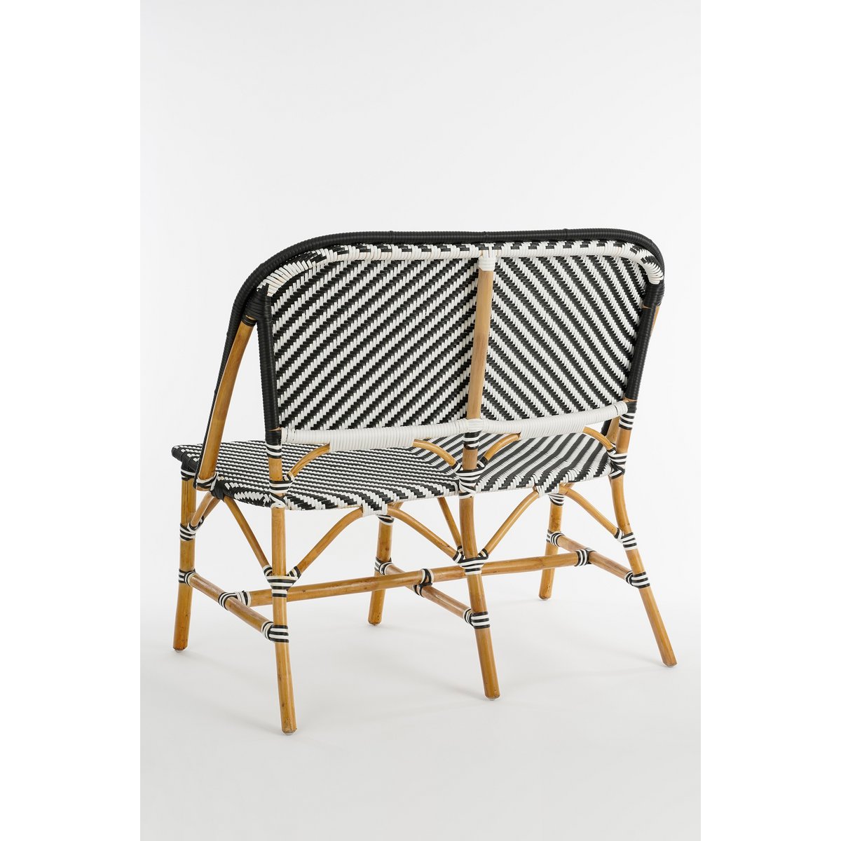 Outdoor Sofa with Backrest 'Mandox' - W98 x D60 x H93 cm - Rattan - Black/White