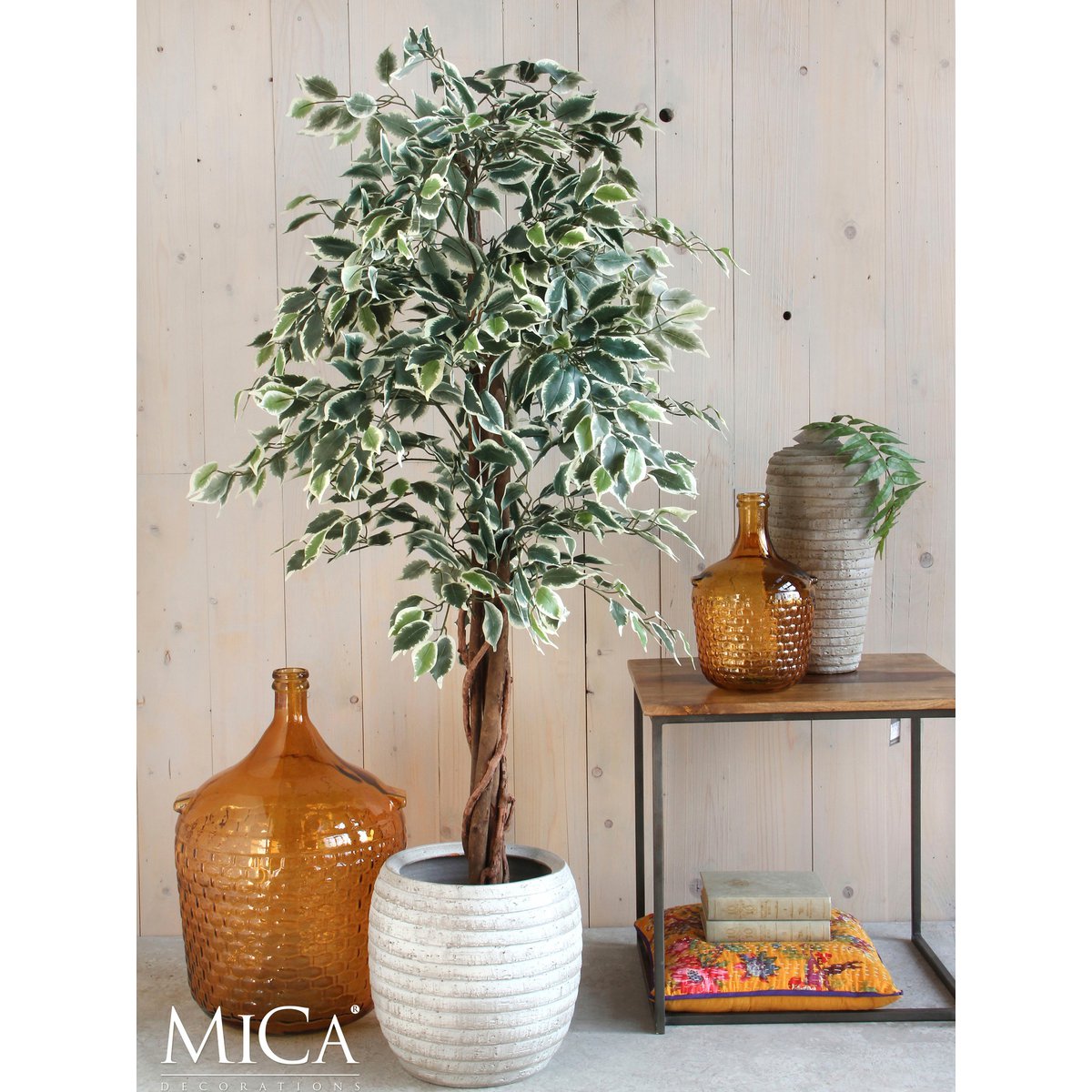 Künstliche Pflanze 'Ficus' - H110 x Ø70 cm - Grün Bunt