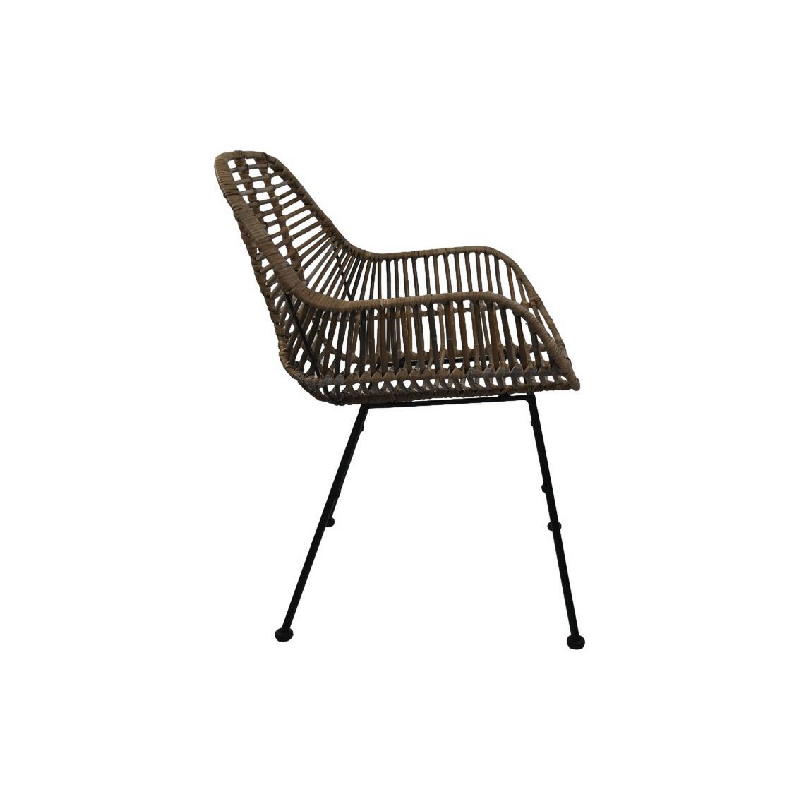 Esszimmerstuhl 'Wendi' - Skandinavisch - 59x63x83cm - Rattan/Kobo - Natur/Grau