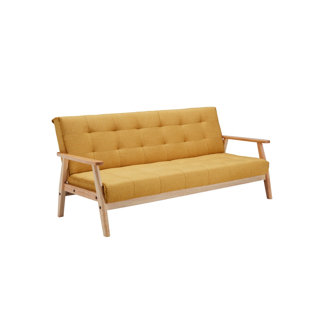 Sofa bed - Scandinavian - 190x85x81cm - Mustard yellow/Natural