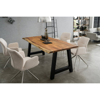 Dining room table - Acacia wood - 140x76.5x80cm - Natural/Black