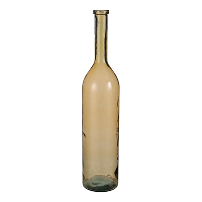 Bottle Vase 'Rioja' - H100 x Ø21 cm - Recycled Glass - Ocher