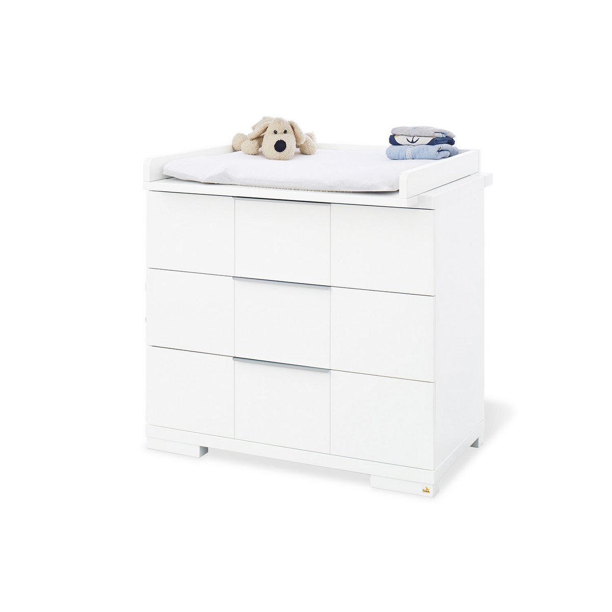 Children's room 'Polar' - 3 parts: Bedstead/Wide Chest of Drawers/Wall Shelf - White