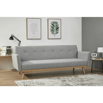 Sofa bed - Scandinavian - 212x85x79cm - Light gray/Natural