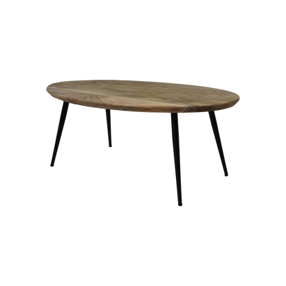 Coffee table 'Bern' - Oval - 100x60x38cm - Mango wood/Metal - Natural/Black