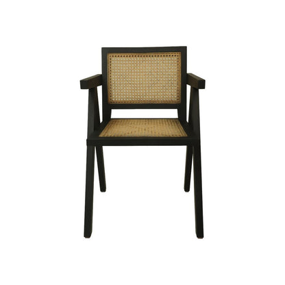 Esszimmerstuhl – 56 x 52 x 83 cm – Mahagoni/Rattan – Schwarz/Natur