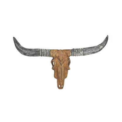 Buffalo head - Natural Wax - Teak - Natural/Gray