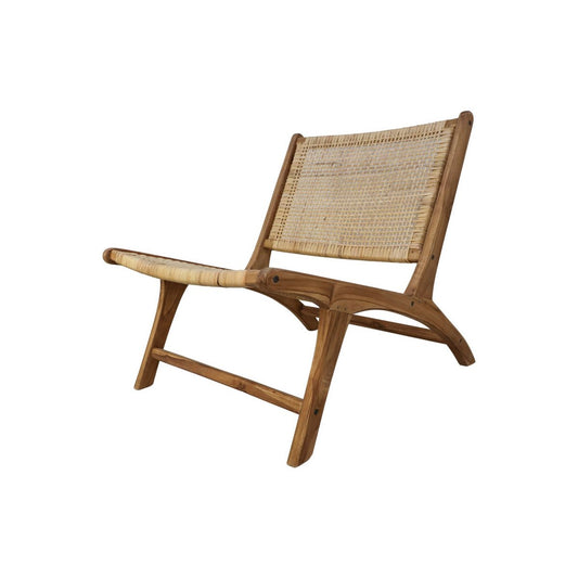 Lounge chair - Rattan/Teak wood - 67x81x71cm - Natural