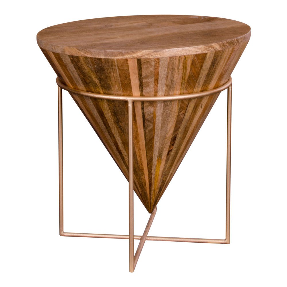 Coffee table 'Hapur' - Mango wood - H 45 cm x Ø45 cm - Brown/Copper