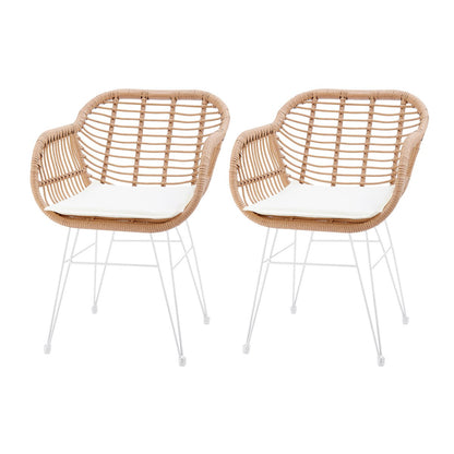 Armchair - Set of 2 for Outdoor and Indoor - Natural/White