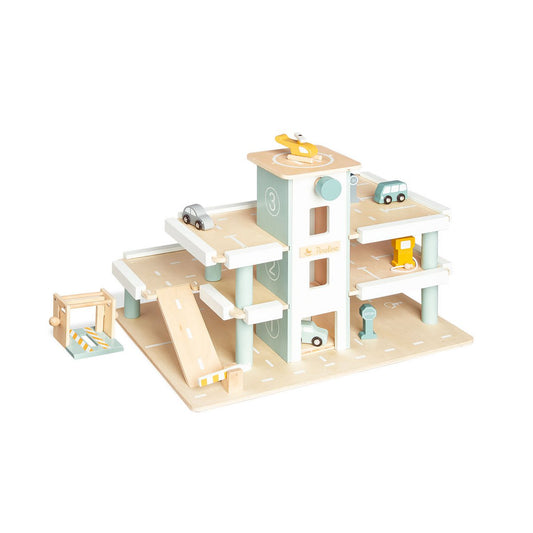 Parking Garage with Vehicles 'Kurt' - Natural/Mint/White