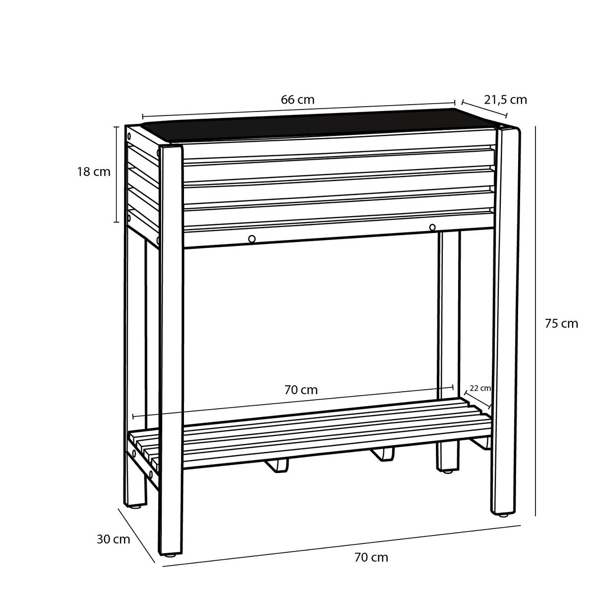 Pflanzgefäß rechteckig für den Außenbereich „Glenwood“ – 70 x 30 x 75 cm – Akazienholz – Braun