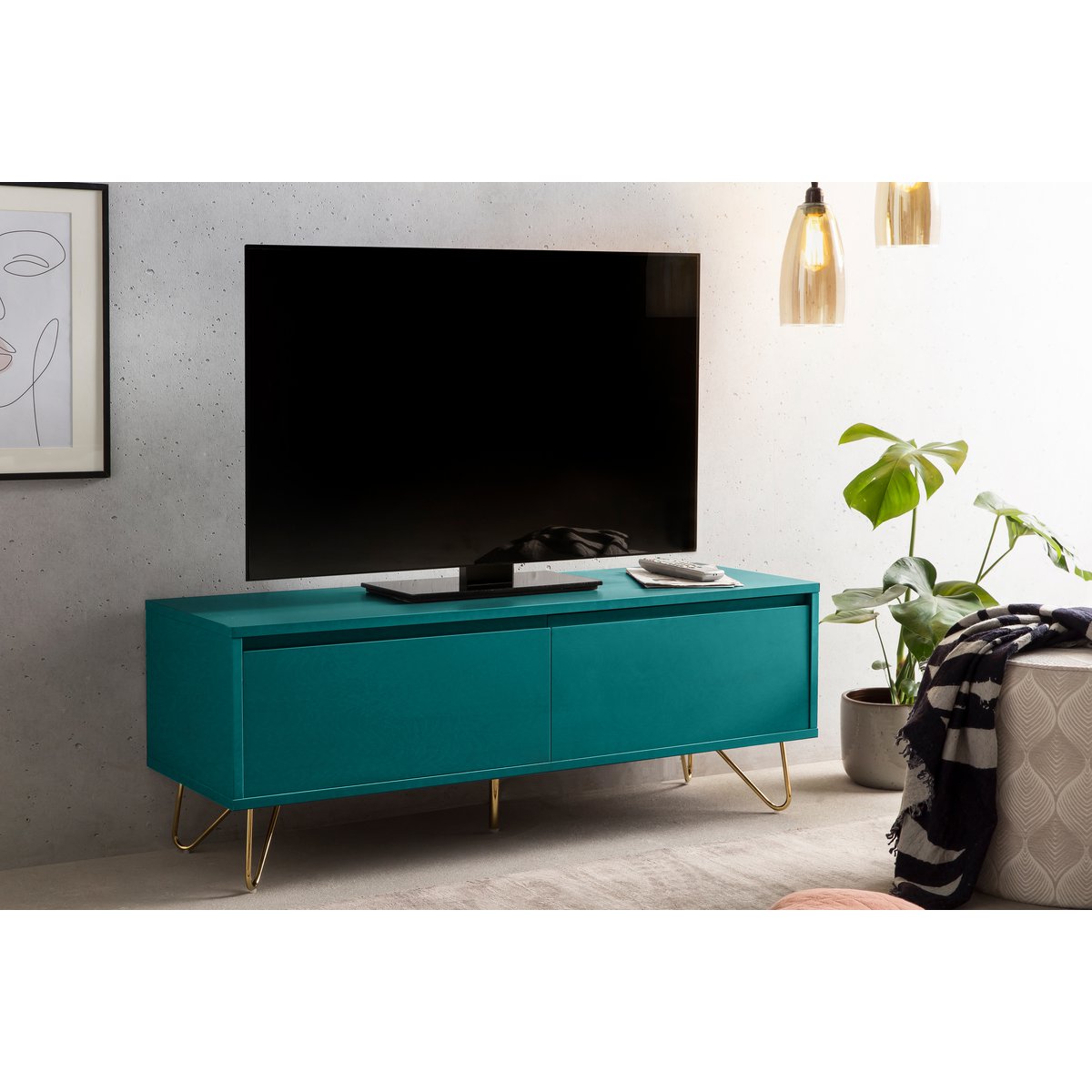 TV Cabinet - Scandinavian - Green/Gold