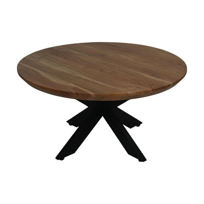 Coffee table 'Zurich' - 80x80x42cm - Swiss Edge - Acacia wood/Metal - Natural/Black