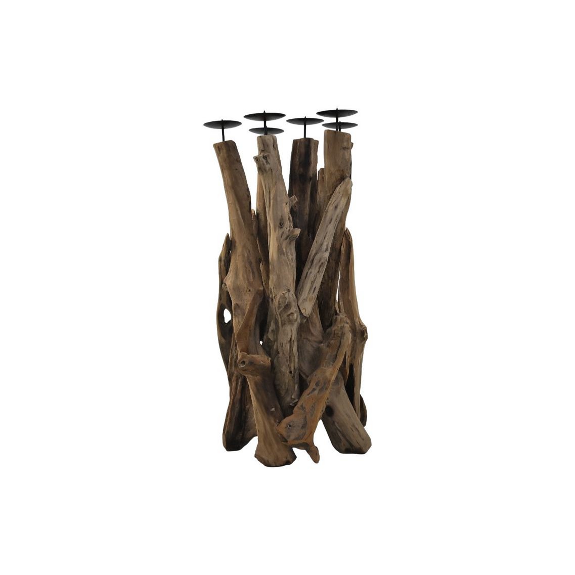 Candle holder for 6 candles - 35x35x65cm - Driftwood - Natural/Black