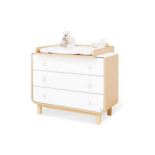 Chest of drawers 'Round' - Wide - White/Natural