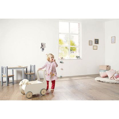 Doll pram 'Mette' - White/Natural