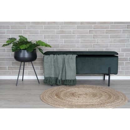 Bench in Bouclé with Storage Space 'Watford Bench' - Dark Green