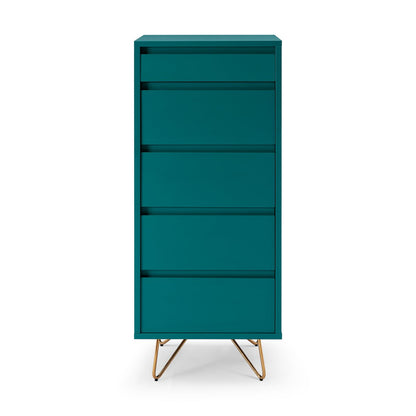 Chest of drawers High - Scandinavian - Green/Gold