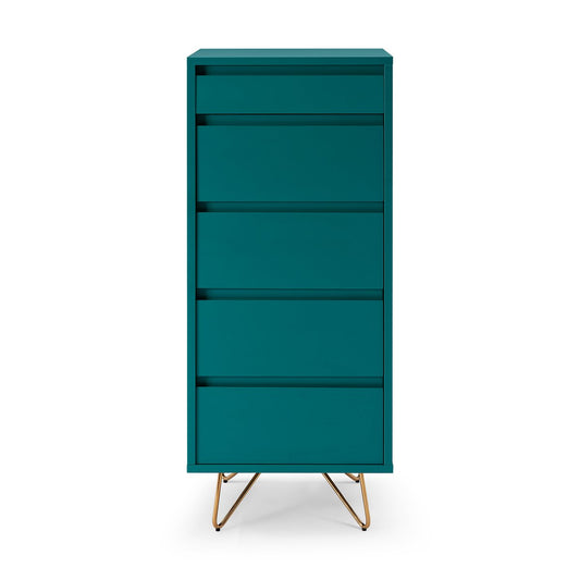 Chest of drawers High - Scandinavian - Green/Gold