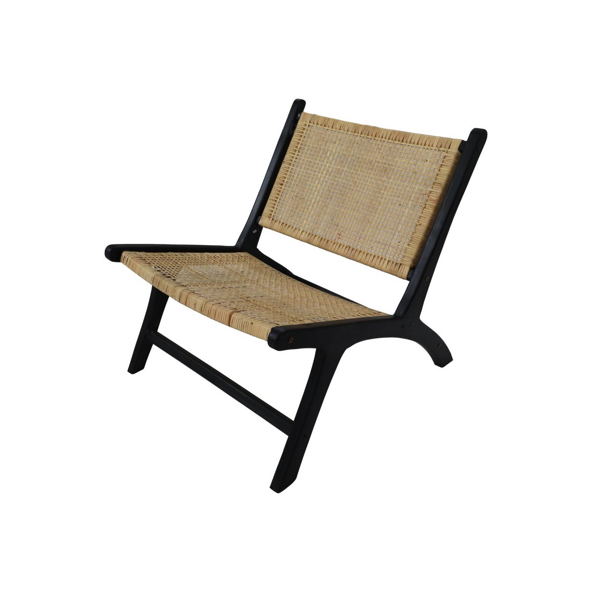 Lounge chair - Rattan/Teak wood - 67x81x71cm - Black/Natural