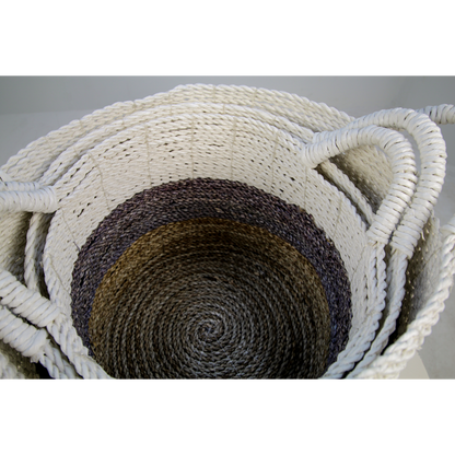 Basket set - 3-piece - Natural/Purple/White