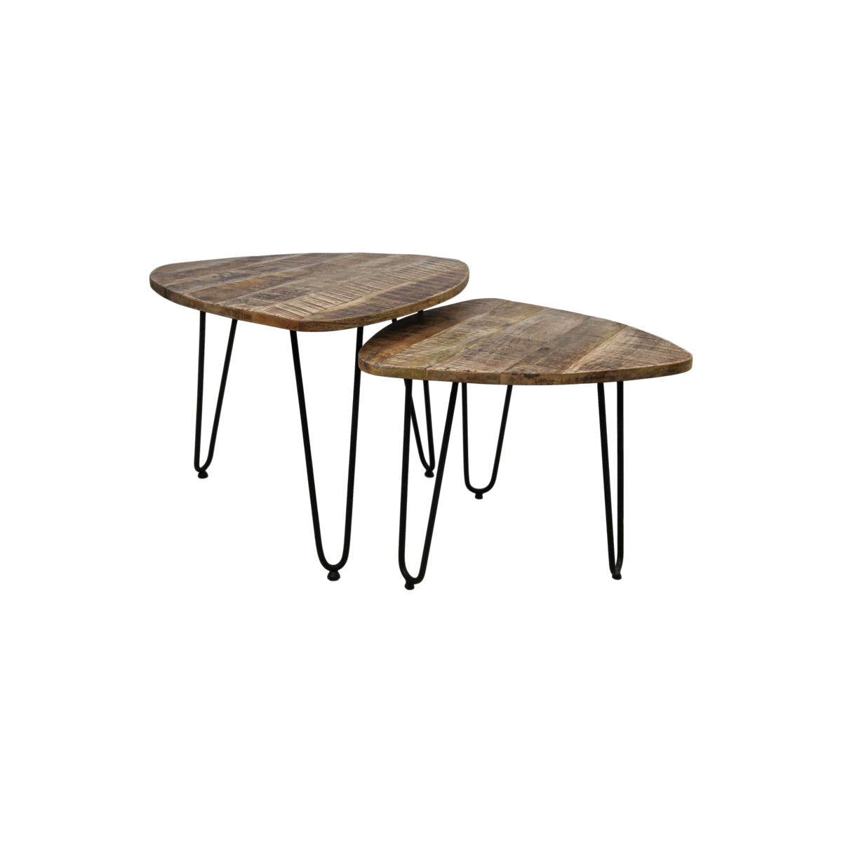 Coffee table set 'Dexter' - 2-piece - Ø60 cm - Mango wood/Iron - Natural/Black