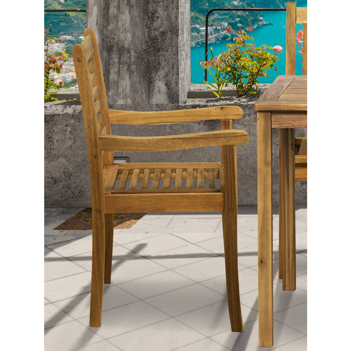 Garden chair - Acacia wood - 58x92x68cm - Natural