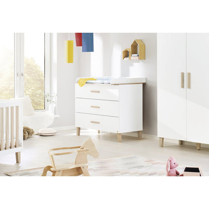 Chest of drawers 'Lumi' - Wide - White/Natural