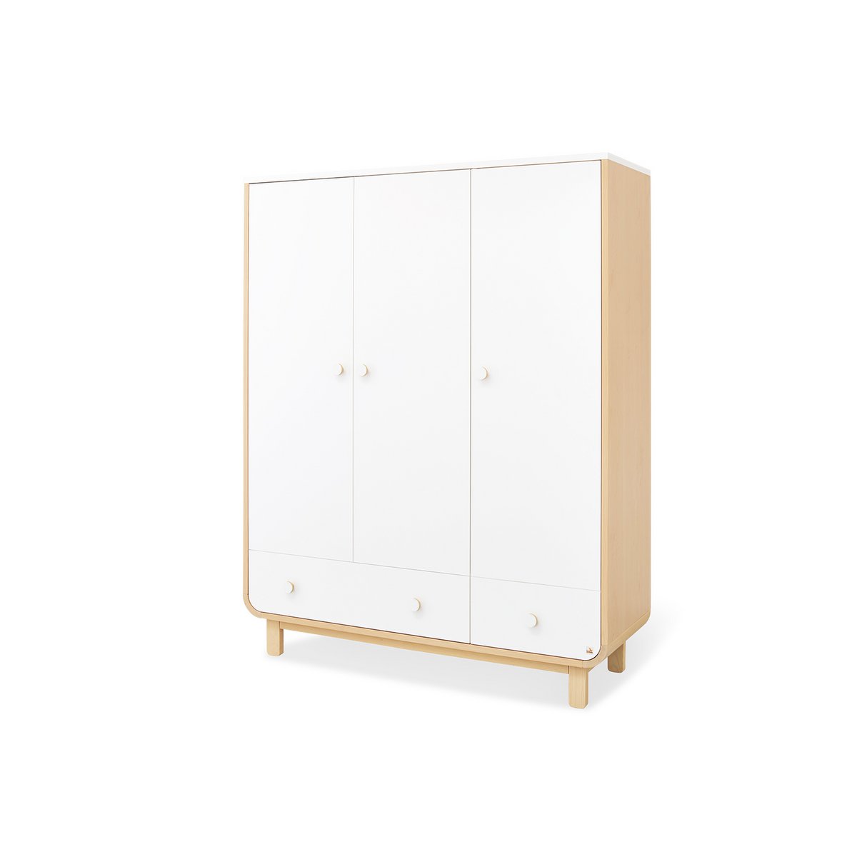 Wardrobe 'Round' - 3-door - White/Natural