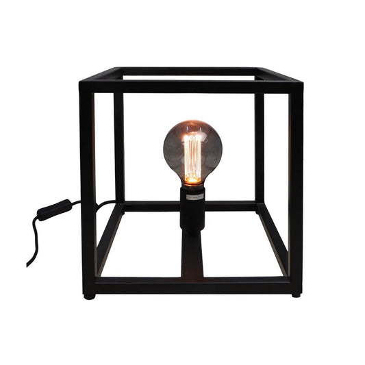 Tischlampe 'Fremont' - Quadratischer Rahmen - 26cm - Pulverbeschichtet - Schwarz