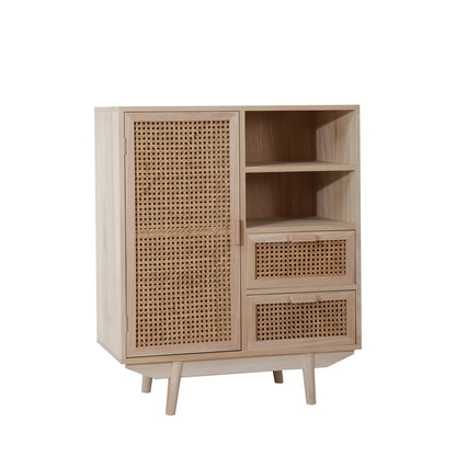 Sideboard - Paulownia-Holz/Rattan - 77x85x36cm - Natur