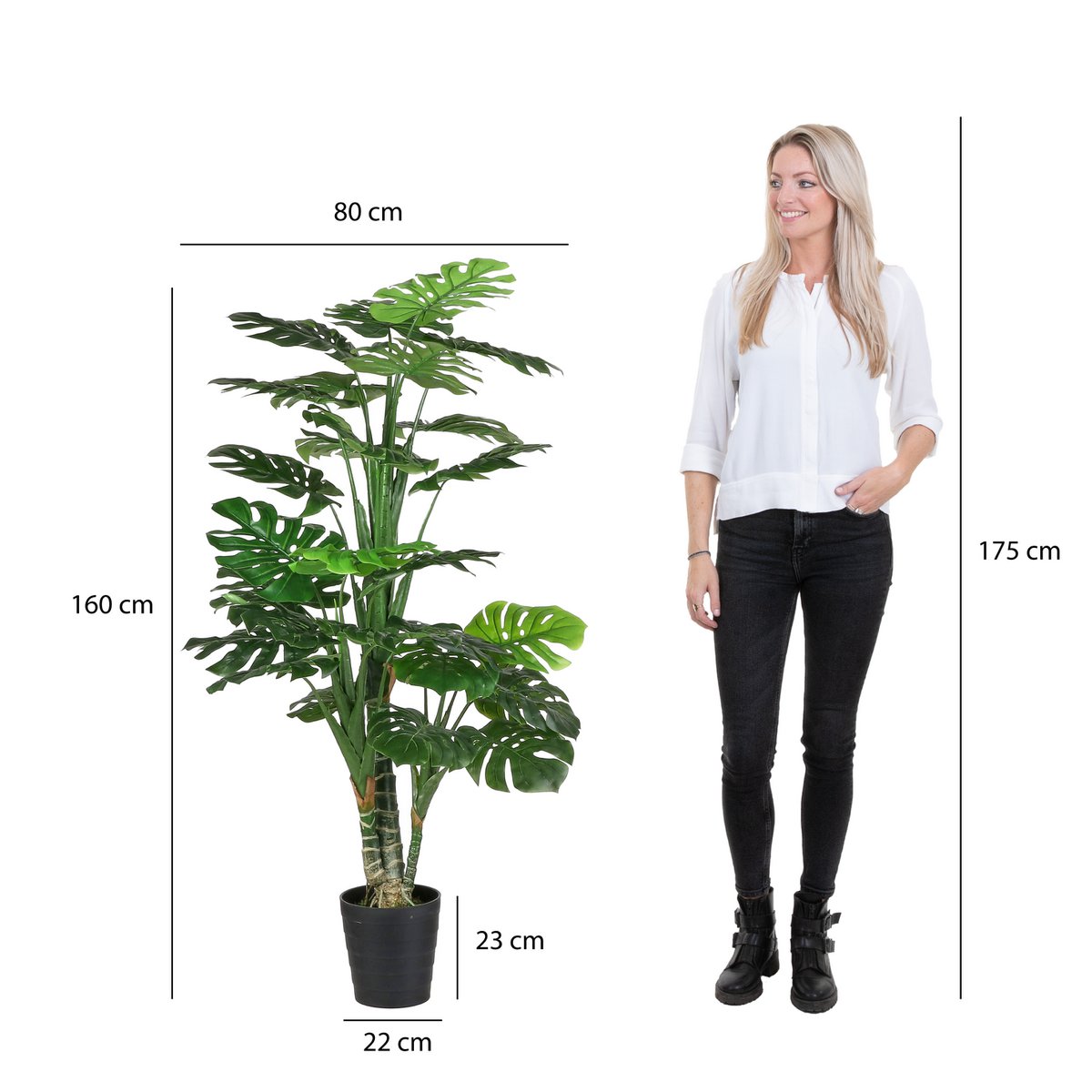 Artificial plant 'Monstera' - H160 x Ø80 cm - Green