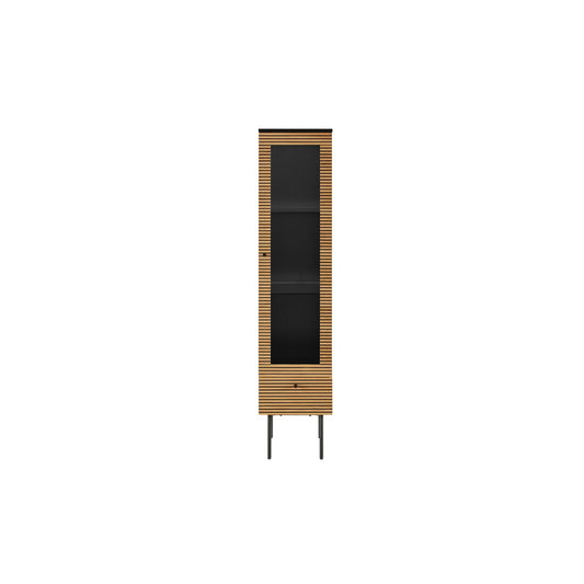 Display cabinet - Scandinavian - Oak Veneer - Brown/Black