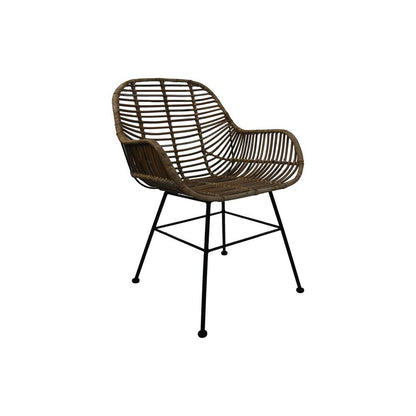 Esszimmerstuhl 'Wendi' - Skandinavisch - 59x63x83cm - Rattan/Kobo - Natur/Grau