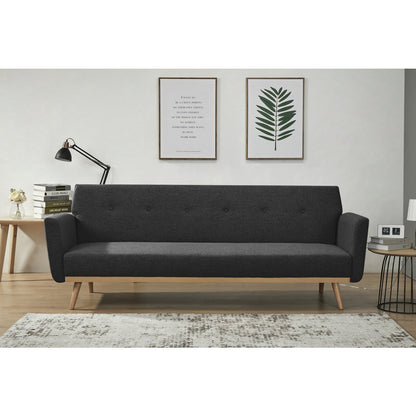 Slaapbank - Scandinavisch - 212x85x79cm - Zwart/Natuel