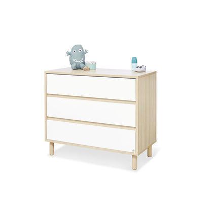 Children's room 'Flow' - 2 parts: Bed/Wide Chest of Drawers - White/Natural