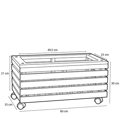 Pflanzgefäß rechteckig auf Rädern für den Außenbereich „Glenwood“ – 60 x 35 x 30 cm – Akazienholz – Braun