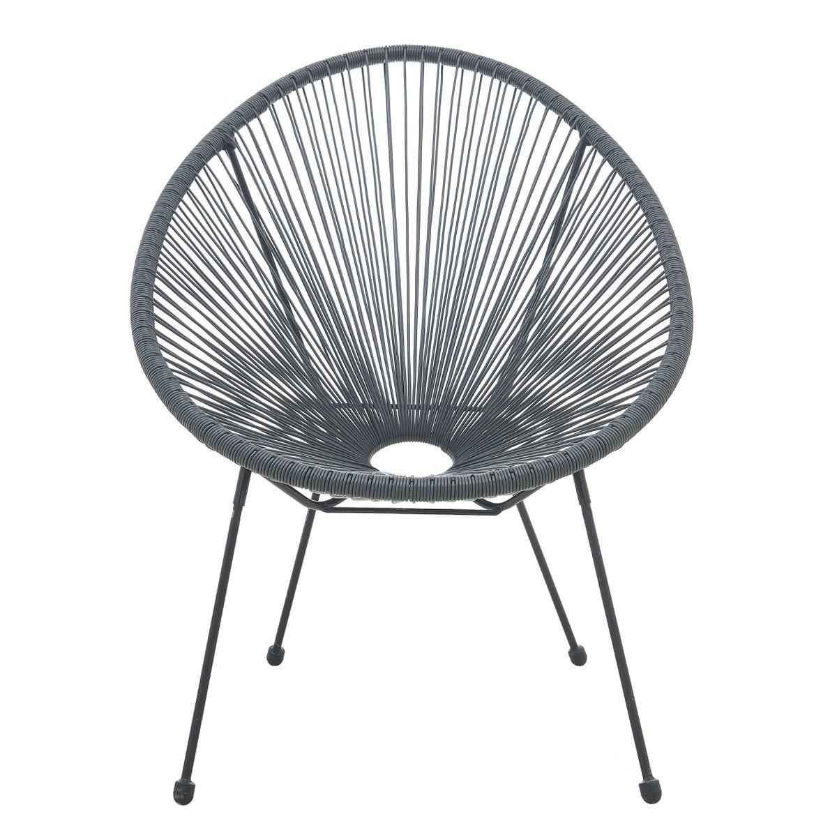 Rattan chair - Set of 2 - Plastic/Metal - 73x88x73cm - Gray/Black