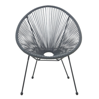 Rattan chair - Set of 2 - Plastic/Metal - 73x88x73cm - Gray/Black