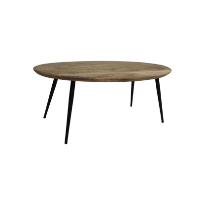 Coffee table 'Bern' - Oval - 100x60x38cm - Mango wood/Metal - Natural/Black