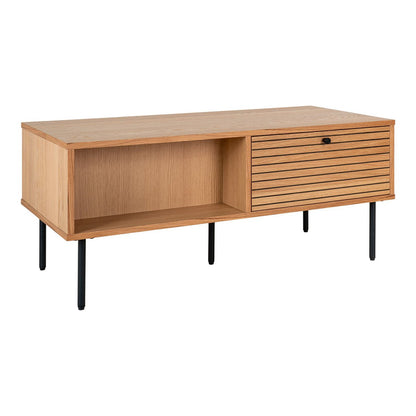 Coffee table 'Kyoto' - Oak veneer/Metal - 2 Drawers - 50x100x45 cm - Natural