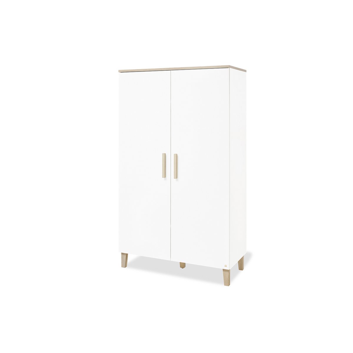 Children's room 'Lumi' - 3 parts: Bedstead/Extra Wide Chest of Drawers/2-door Wardrobe - White/Natural