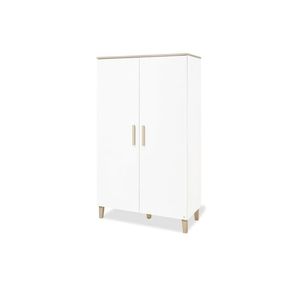 Children's room 'Lumi' - 3 parts: Bedstead/Extra Wide Chest of Drawers/2-door Wardrobe - White/Natural