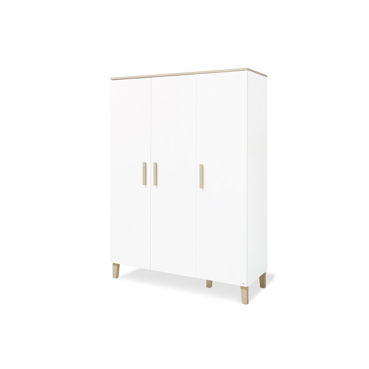 Children's room 'Lumi' - 3 parts: Bedstead/Wide chest of drawers/3-door wardrobe - White/Natural