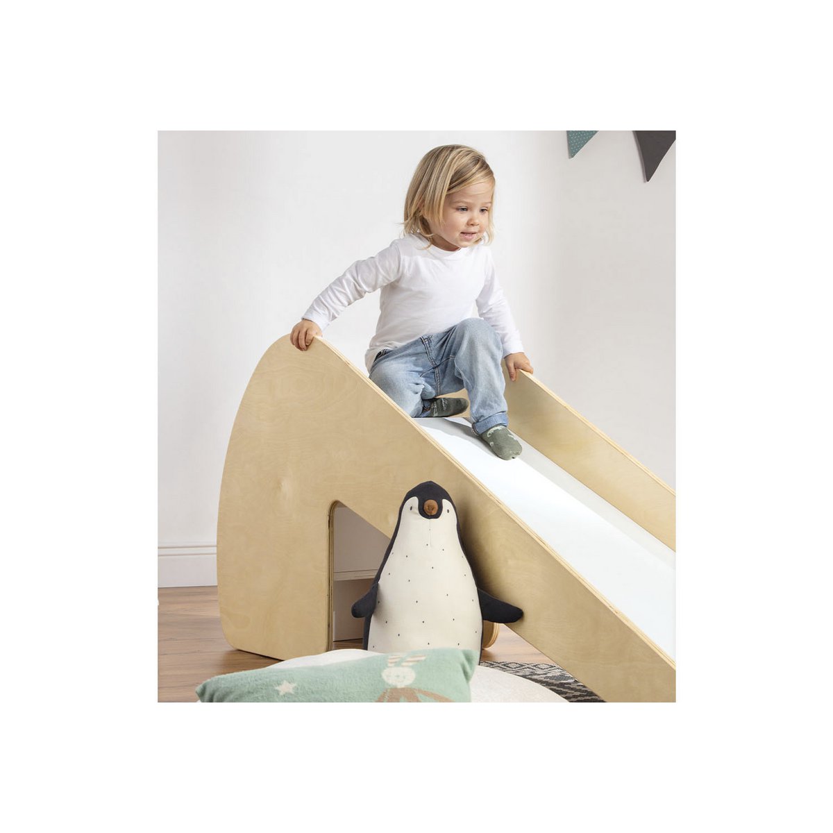 Indoor slide 'Lotta' - White/Natural